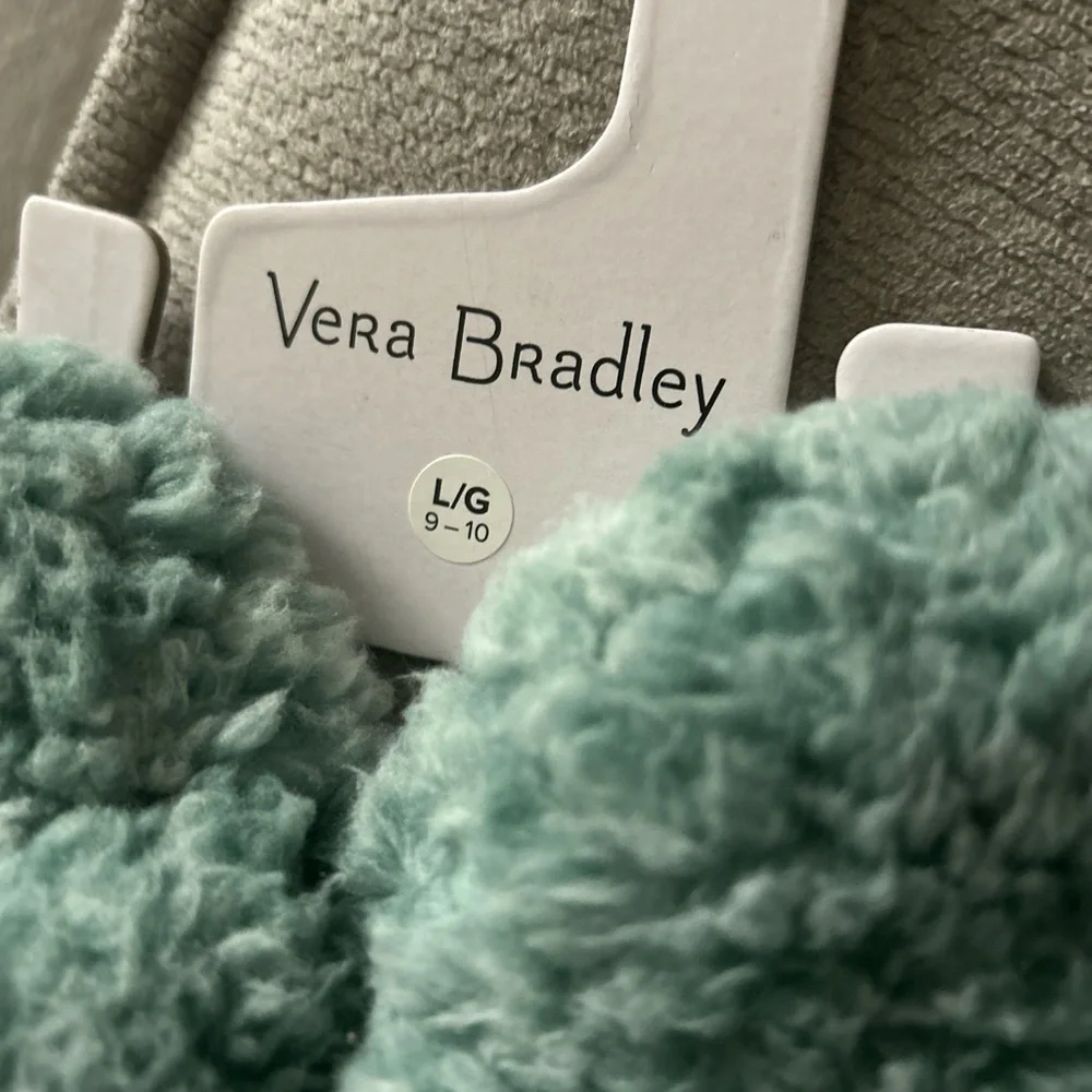 Vera Bradley Green Plush Cozy Winter Slippers Size L - Picture 3 of 6